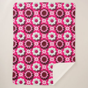 Cobertor Sherpa 🌸✨ Padrão Floral de Lótus Branco Rosa Elegante Fl