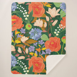 Cobertor Sherpa Padrão Floral do Jardim de Vintage Negrito Sherpa