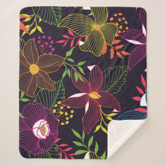 Cobertor Sherpa Padrão floral elegante, design artístico.