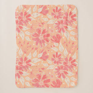 Cobertor Sherpa Padrão floral em tons de pêssego modernos