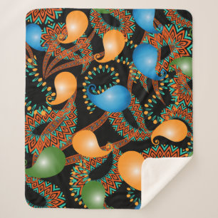 Cobertor Sherpa Padrão floral étnico colorido 3d Paisley sem costu