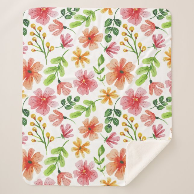 Cobertor Sherpa Padrão Floral Flor-69677 (Frente)