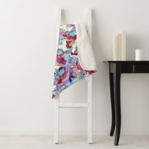 Cobertor Sherpa Padrão Floral Flores Tropicais Coloridas