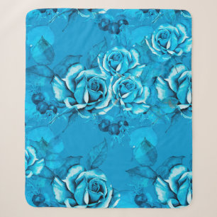 Cobertor Sherpa Padrão Floral Invisível. Elementos de aquarela. Mo