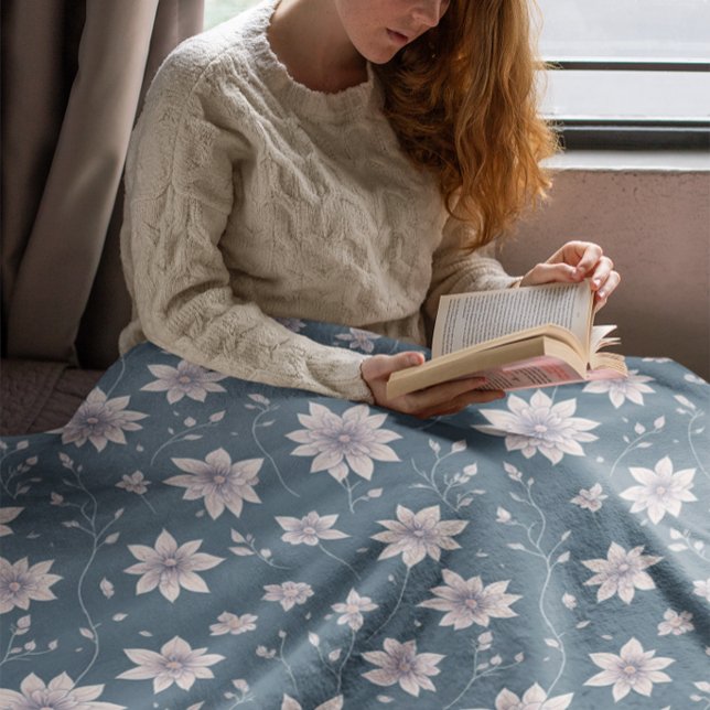 Cobertor Sherpa Padrão Floral no Fundo do Teal (Criador carregado)