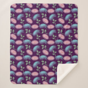 Cobertor Sherpa Padrão Floral Pastel