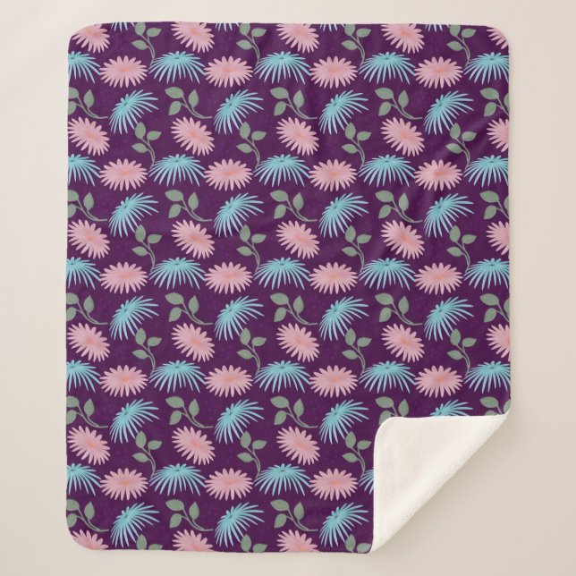 Cobertor Sherpa Padrão Floral Pastel  (Frente)