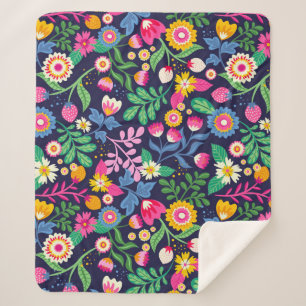 Cobertor Sherpa Padrão Floral Pintado Exótico-48330