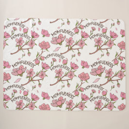 Cobertor Sherpa Padrão Floral Rosa de Flor de Cerejeira Momfulness
