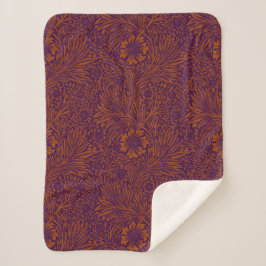 Cobertor Sherpa Padrão floral roxo, bonito, cor de laranja escuro 