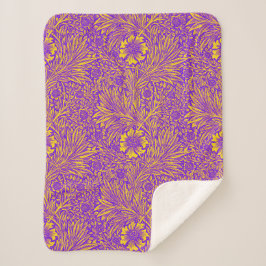 Cobertor Sherpa Padrão floral roxo bonito da vinheta