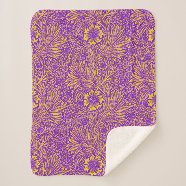 Cobertor Sherpa Padrão floral roxo bonito da vinheta (Frente)