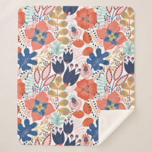 Cobertor Sherpa Padrão floral sem costura em branco. Abstrato back