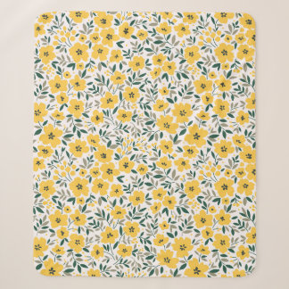 Cobertor Sherpa Padrão floral sem costura, Pequenas flores amarela