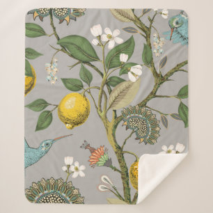 Cobertor Sherpa Padrão floral sem soldadura. Papel de parede botân