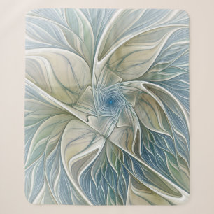 Cobertor Sherpa Padrão Floral Sonho Abstrato Caqui Azul Fractal