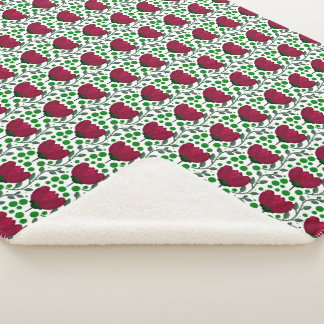 Cobertor Sherpa Padrão Floral Tulipa Carmesim | Vermelho Elegante