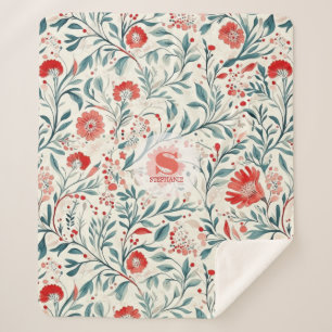 Cobertor Sherpa Padrão Floral Vintage Red Daisy - Botânico