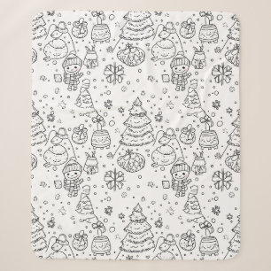 Cobertor Sherpa Padrão Fofo de Natal de Inverno com Doodle (3)