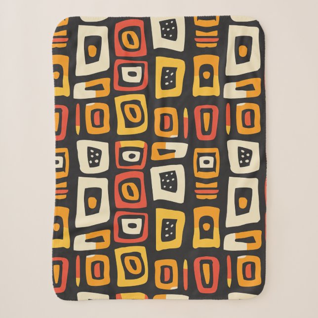 Cobertor Sherpa Padrão Geométrico Abstrato Africano (Frente)