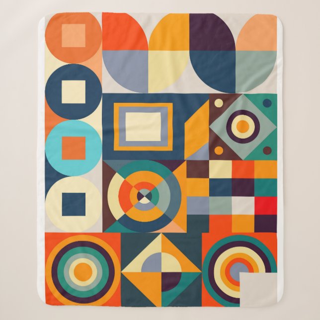 Cobertor Sherpa padrão geométrico abstrato Bauhaus (Frente)