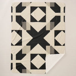 Cobertor Sherpa Padrão Geométrico abstrato com Preto Contrastante