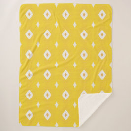 Cobertor Sherpa Padrão Geométrico Amarelo Moderno