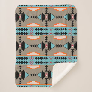 Cobertor Sherpa Padrão Geométrico Aztec Mexicano
