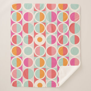 Cobertor Sherpa Padrão Geométrico Azul Cor-de-laranja Cor-de-rosa