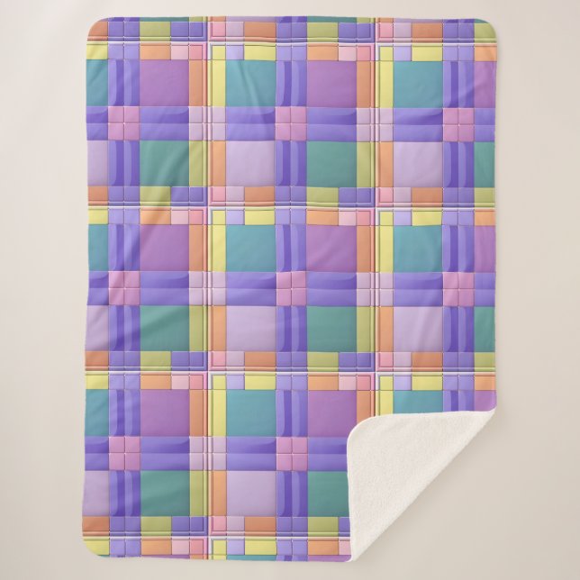 Cobertor Sherpa Padrão Geométrico Com Cores Vivas (Frente)