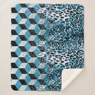 Cobertor Sherpa Padrão geométrico com pele-leopardo, pateta-leop