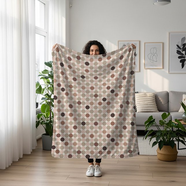 Cobertor Sherpa Padrão geométrico das bolinhas castanho e rosa (Criador carregado)