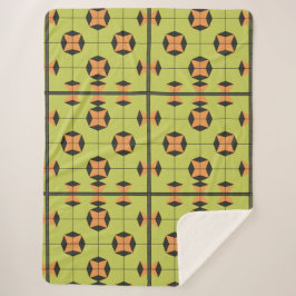 Cobertor Sherpa Padrão Geométrico de Azulejos com Cores Vibrantes