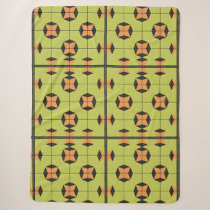Cobertor Sherpa Padrão Geométrico de Azulejos com Cores Vibrantes