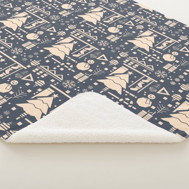 Cobertor Sherpa Padrão geométrico de Natal - Design moderno (3/4)