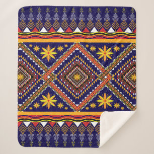 Cobertor Sherpa Padrão geométrico étnico oriental ikat tradicional