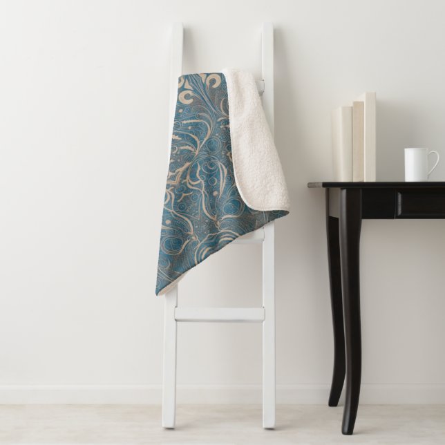 Cobertor Sherpa Padrão Gótico Azul Sherpa Blanket (In Situ)