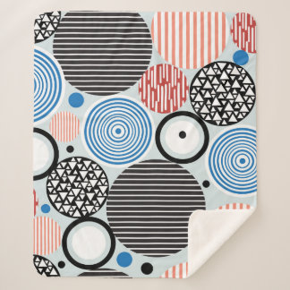 Cobertor Sherpa padrão gráfico de círculos multicoloridos de difer