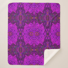 Cobertor Sherpa Padrão Groovy Abstrato Magenta e Preto
