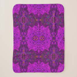 Cobertor Sherpa Padrão Groovy Abstrato Magenta e Preto