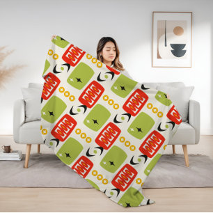 Cobertor Sherpa Padrão Idade Atômica MCM em Vermelho, Verde, Amare