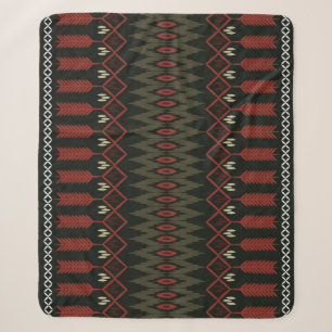 Cobertor Sherpa Padrão Ikat: Ornamento Étnico Geométrico