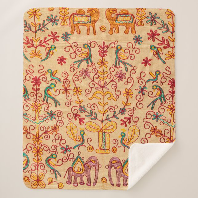 Cobertor Sherpa Padrão indiano em fornalha, tecido, índia ou (Frente)