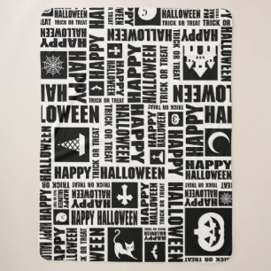 Cobertor Sherpa Padrão Legal tipográfico halloween preto