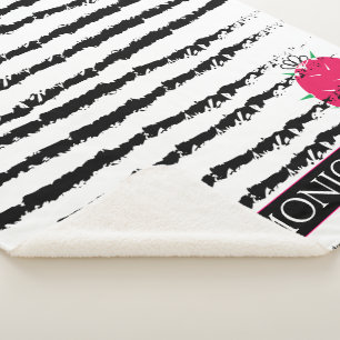 Cobertor Sherpa Padrão listrado de Cactus rosa