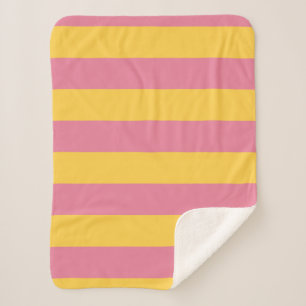 Cobertor Sherpa Padrão Listrado Vertical Rosa Vibrante e Amarelo