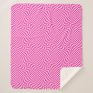 Cobertor Sherpa Padrão Magenta Cor-de-Rosa e Branco-Vermelho Chic