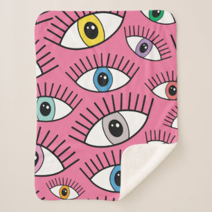 Cobertor Sherpa Padrão mágico com olhos coloridos. Fundo místico