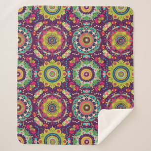 Cobertor Sherpa Padrão Mandala Retro