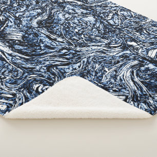 Cobertor Sherpa Padrão marinho Azul Natureza Abstrato